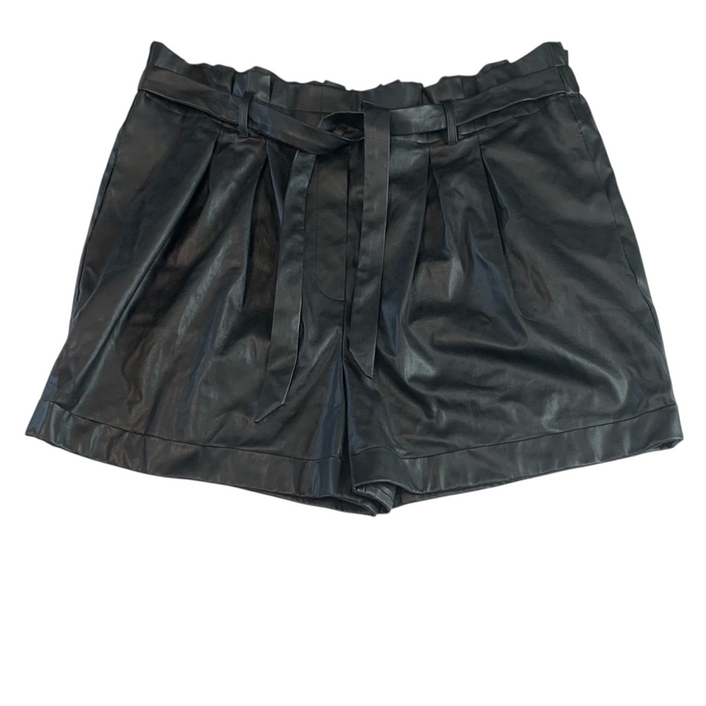 C EST 1946 by Cato Faux Black Paper Bag Waist Shorts Sz XL